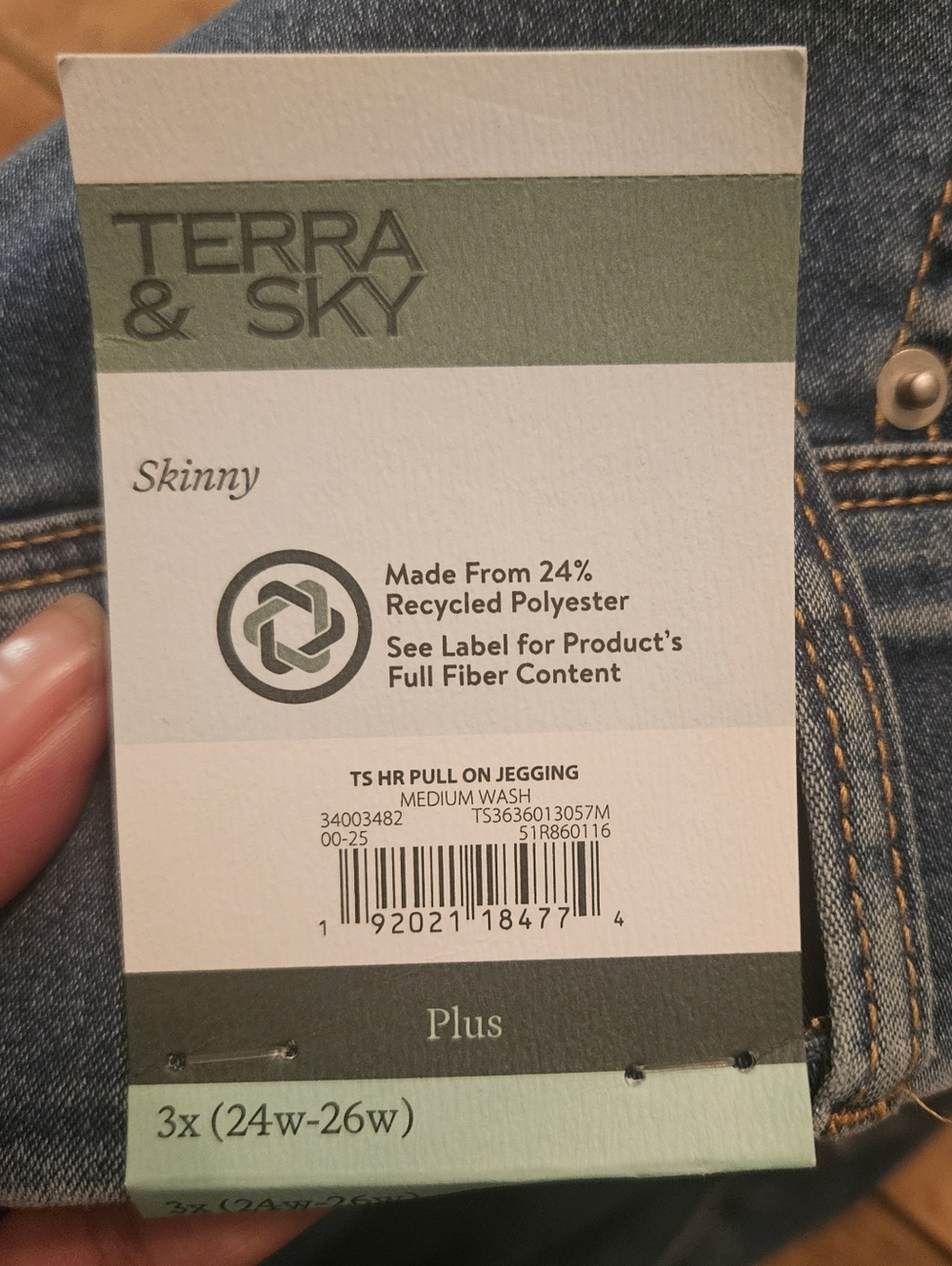 Terra & Sky Plus Size Pull On Skinny High Rise Jeggings Size 3X (24w-26w) - Picture 6 of 6